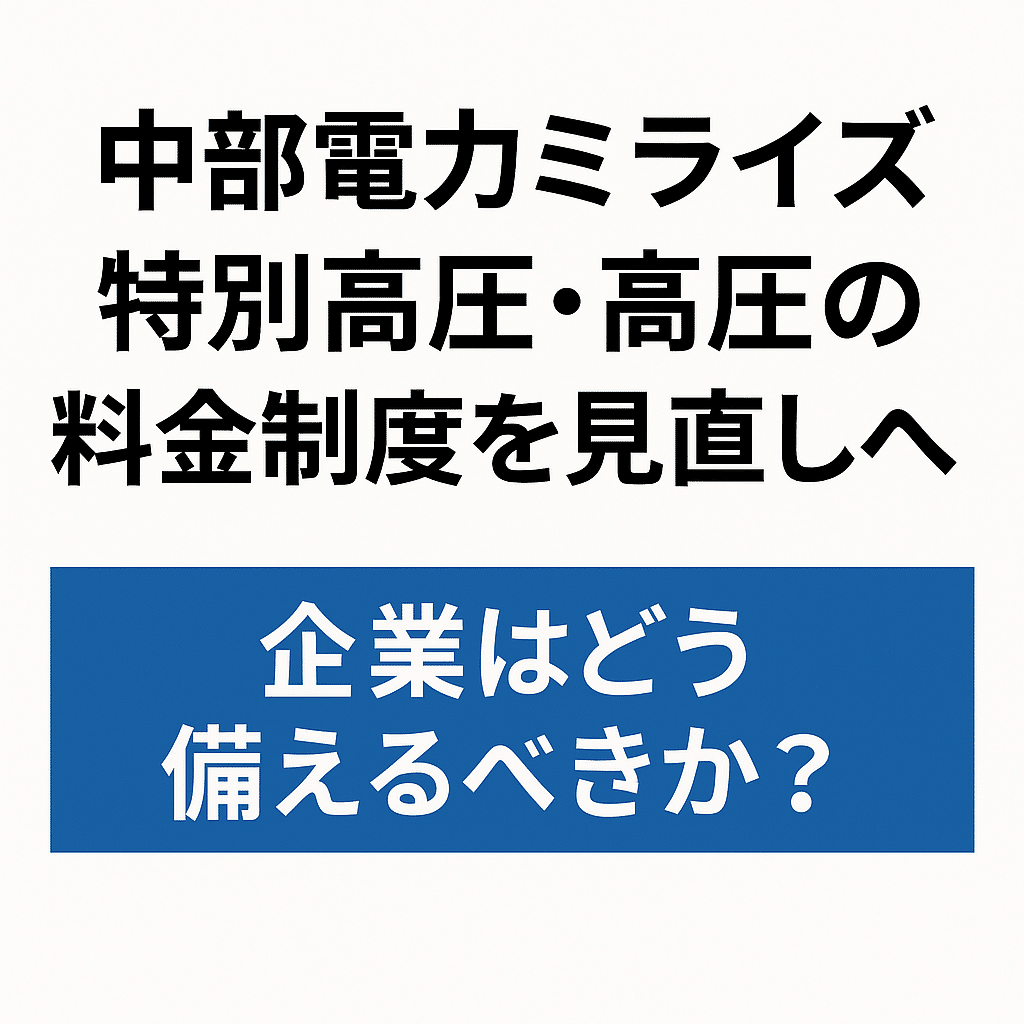 中部電力ミライズが特別高圧・高圧の「標準メニュー」を見直し